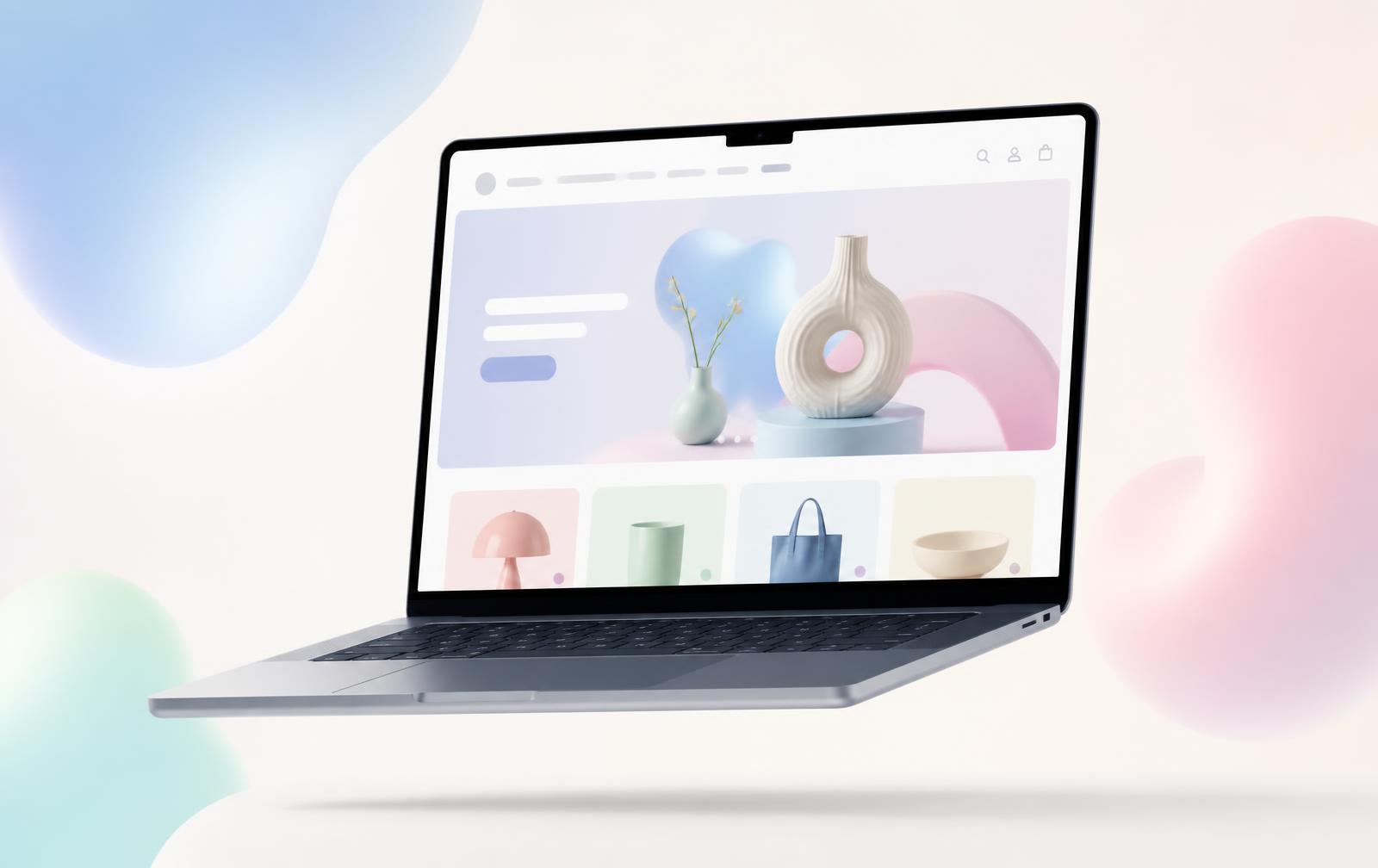 Designexempel: startsida för en e-handel med produktbilder och tydlig köpknapp